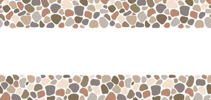 Cobblestone seamless border, stone texture. abstract repeat rock frame vector