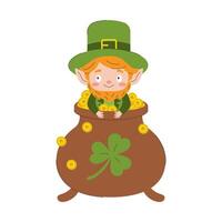 Leprechaun in a pot of gold. illustration. vector
