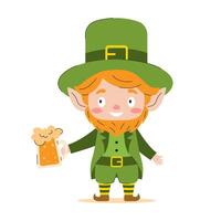 Leprechaun with a glass of Irish beer. illustration. vector