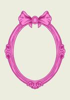 Hand drawn frame with elegant bows and ribbons in a minimalist, girly style. Perfect for wedding invitations, birthday cards. Includes pink, boho, and baroque elements in a classic, feminine design vector