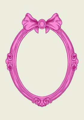 Hand drawn frame with elegant bows and ribbons in a minimalist, girly style. Perfect for wedding invitations, birthday cards. Includes pink, boho, and baroque elements in a classic, feminine design