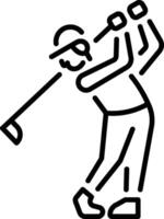 Teeing off player icon in linear style vector