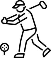 A line style icon of a character hitting ball with golf stick vector