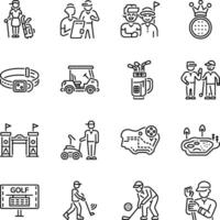 Bundle of Linear Style Golf Game Icons vector