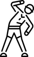 A player doing stretching before game, line style icon vector