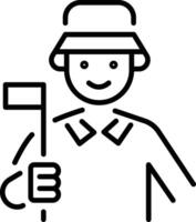 Male golfer icon in linear style vector