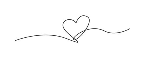 Valentine day. Heart continouos line drawing. Love line art doodle. Editable line vector