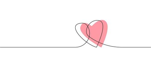 Continuous line of heart. Hand drawn doodle heart continuous line. Valentine's day theme. Editable line vector
