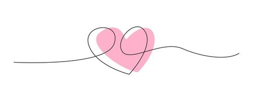 Love or heart continous line. Heart single doodle line art drawing. Editable line vector
