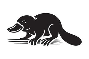 Black Silhouette of Platypus Illustration vector