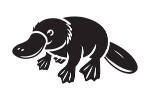 Flat Black Platypus Silhouette Graphic vector