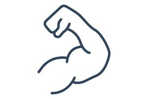 Muscles icon. line icon style. strong hand. icon related to gym and fitness. gym elements illustration vector