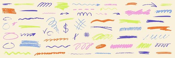 A collection of different colored scribbles on a beige background vector