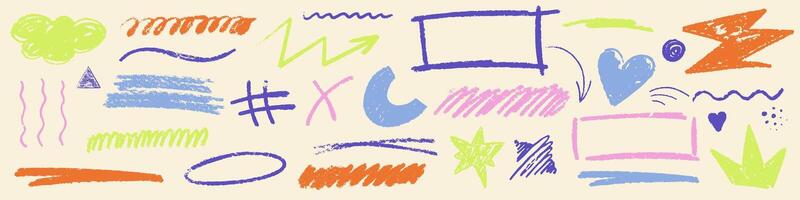A set of colorful hand drawn shapes on a beige background vector