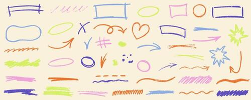 A collection of different colored scribbles on a beige background vector