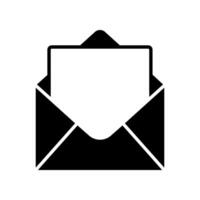 Outline email icon. Mailbox with letter silhouette. Black and white vector