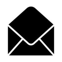 Black open empty email icon. Mail envelope pictogram vector