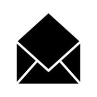 Black open empty email icon. Mail envelope silhouette vector