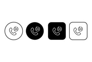 Phone icons buttons. Editable stroke. 24 hours online support. Phone call icons vector