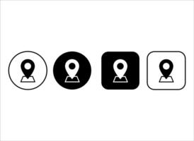 Set of address icons with map. Outline location symbol. Simple pin location icon vector
