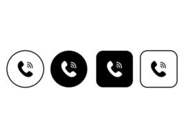 Black and white ringing phone icon set. Buttons with call icon for website vector