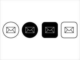 Set of outline email icons buttons. Envelope pictogram. Editable stroke vector