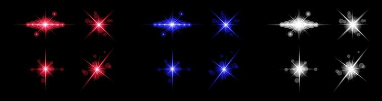 Dynamic Lens Flare Set. High-Quality Light Effects for Design Projects Elements. vector