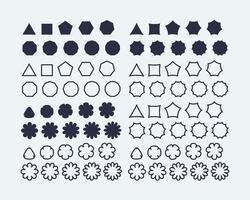 Polygonal Floral shapes set. Flower shapes set. Geometric figures flat icons. Tringle rectangle pentagon hexagon icons. vector