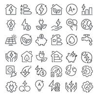 Line icons about energy efficiency and saving. Sustainable development. Thin line icon set. linear variety vectors. vector