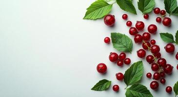 Fresh red currants on white background photo