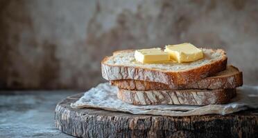 A piece of bread with butter on top of it photo