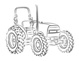 A tractor sketch with open top. vector