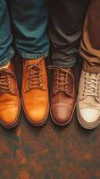 Four pairs of shoes in a row photo