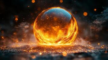 An image of a burning ball of fire photo