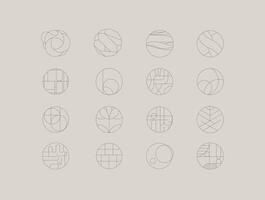Circle shape icons drawing linear art style on light bg vector