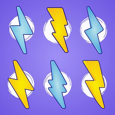 lightning illustration set. cartoon thunder icon logo