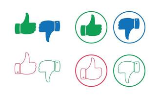 Thumbs Up and Down Icons in Various Colors. Yes and No Fingers. vector