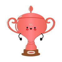Cute Bronze Trophy Cup Cartoon Character with a Cheerful Smile for a Playful Design vector