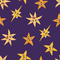 Seamless pattern with kawaii stars. Endless textures for your design vector