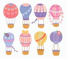 Set of hand drawn balloons. White background, insulator vector