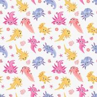Seamless pattern with axolotl. Design for fabric vector