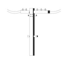 Electric utility pole with wires black and white 2D line object. Powerlines insulators. Electricity distribution infrastructure isolated clip art outline item. Monochromatic spot illustration vector