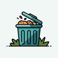 a trash can with food in it vector