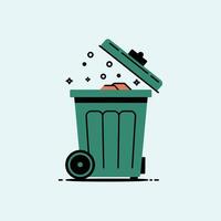 a trash can with a garbage can lid open vector