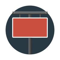 a red billboard on a pole with a black background vector