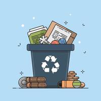 a trash can with various items in it vector