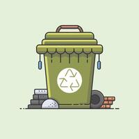 a garbage can with a recycling symbol on it vector