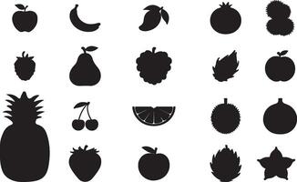 Various fruit silhouettes on a white background vector