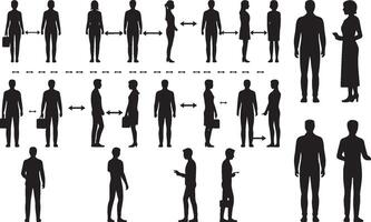 Silhouettes of people standing in various positions vector