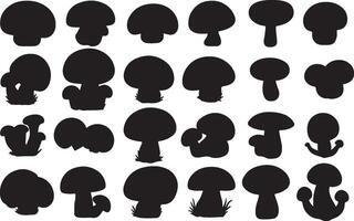 A set of silhouettes of various mushrooms vector